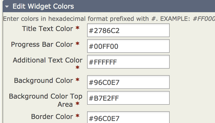 Edit Widget Colors Fieldset